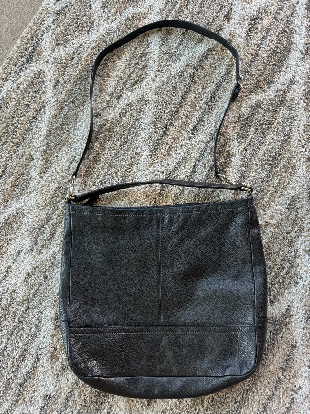 COACH Park Black Pebble Leather Hobo Shoulder Bag Purse Tote Purse Large